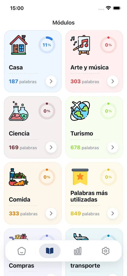 Módulos de vocabulario por temas en French Progress